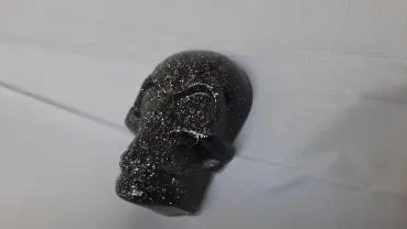Smoky gray skull with silver glitter