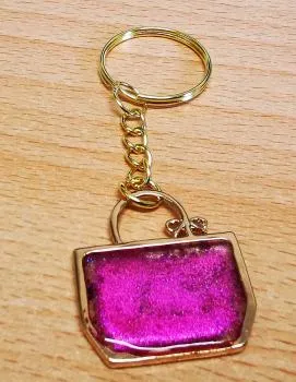 Schlüsselanhänger Handtasche violett mit Sprenkel