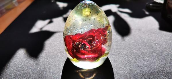Rose in a resin egg