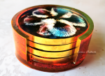 Resin coaster set with holder